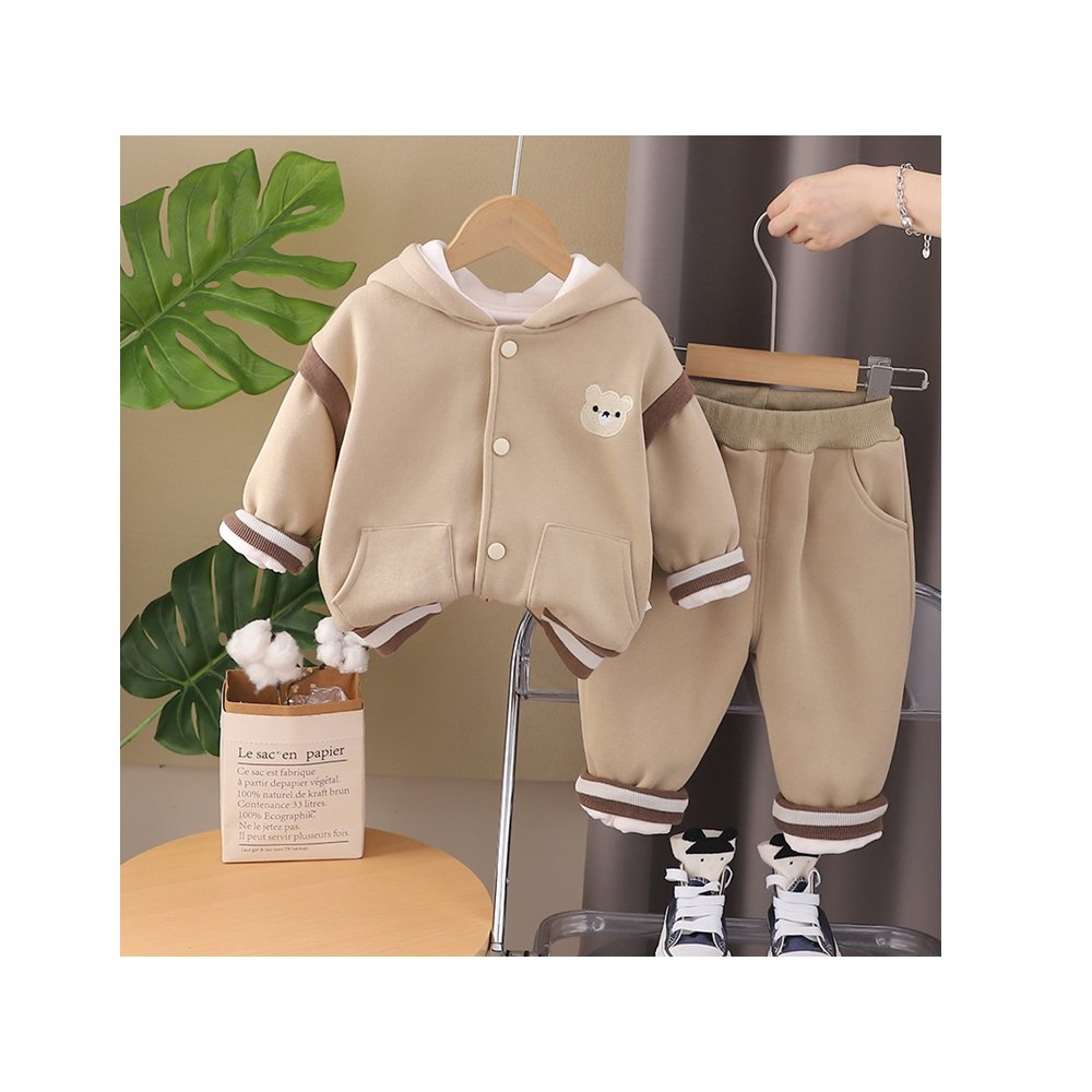 Fall 2024 new boys and girls cartoon hoodie long-sleeved two-piece baby casual children's clothing set