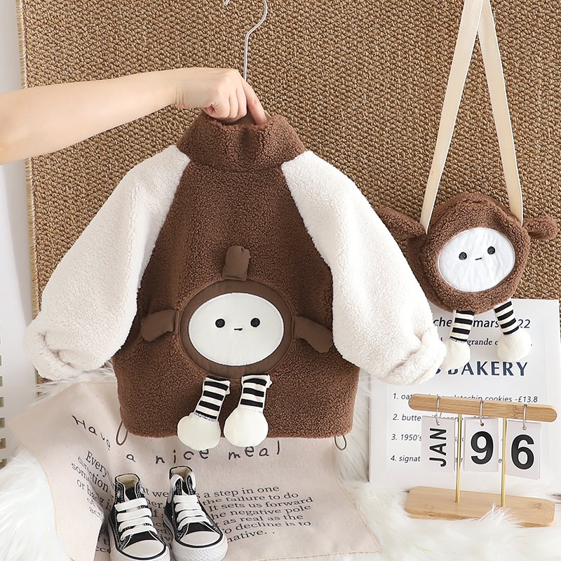 Baby girls 2024 winter new thickened fashion casual simple color patchwork trend clothing single set