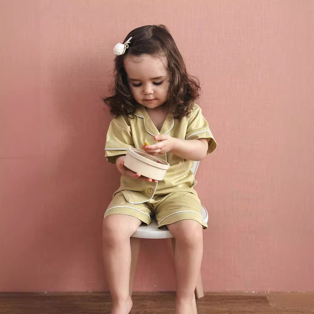 Summer Kids Cotton Clothes Boys Girls Pajamas Clothing Sets Baby Short Sleeve Top Shorts Suit