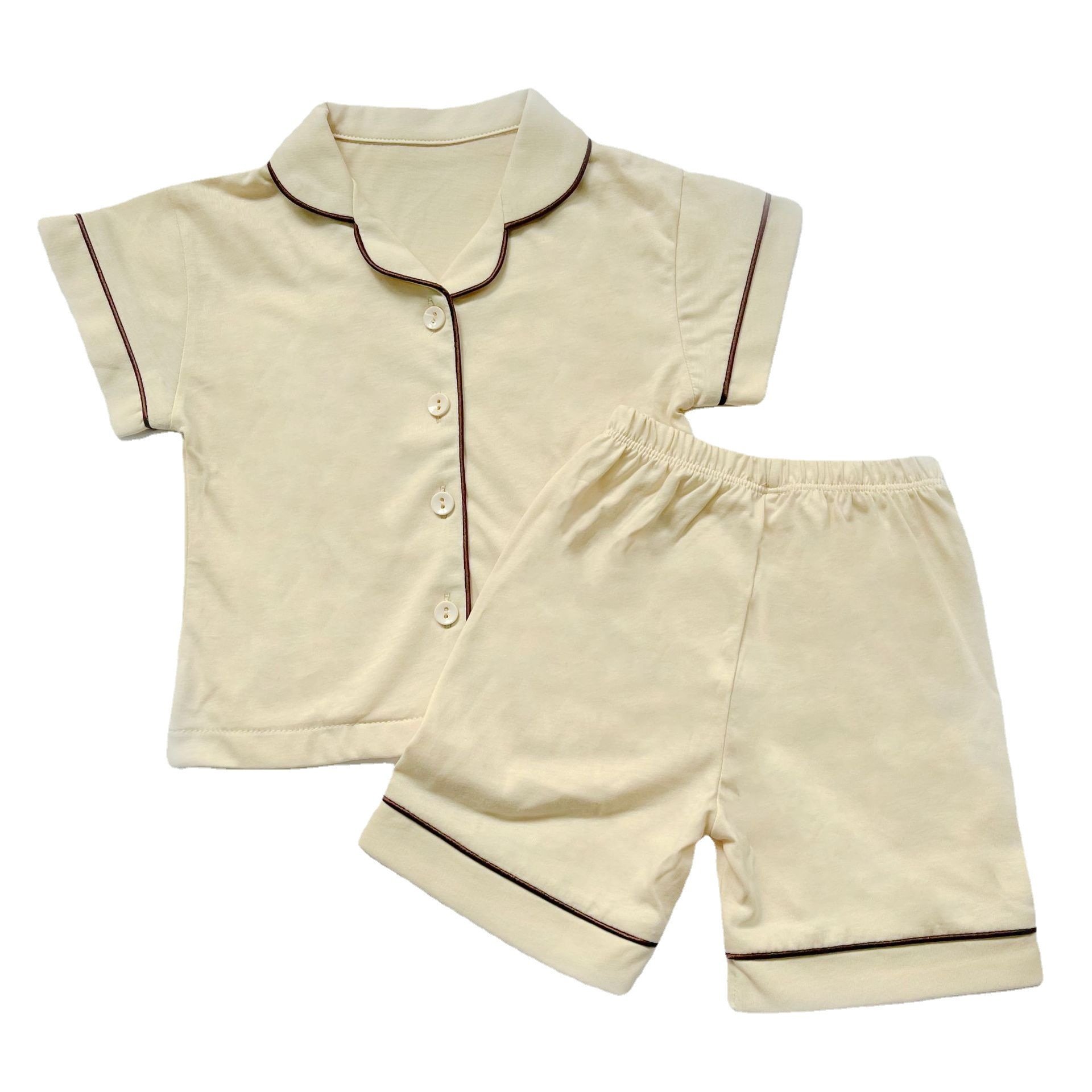 Summer Kids Cotton Clothes Boys Girls Pajamas Clothing Sets Baby Short Sleeve Top Shorts Suit