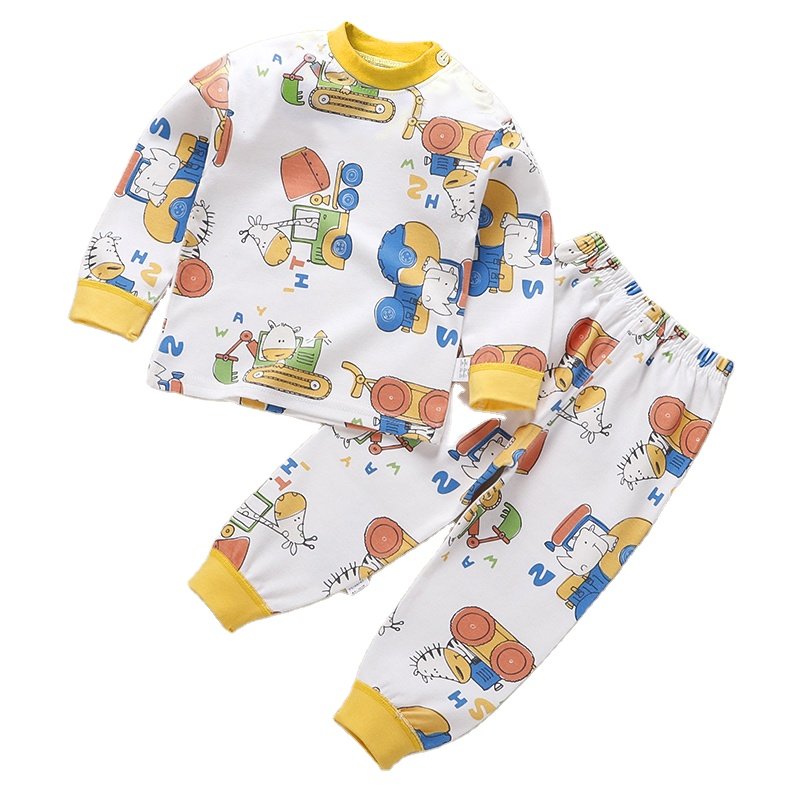 Boys girls underwear suits 100% cotton children's pajamas youth autumn shirt long trousers clothing set wholesale