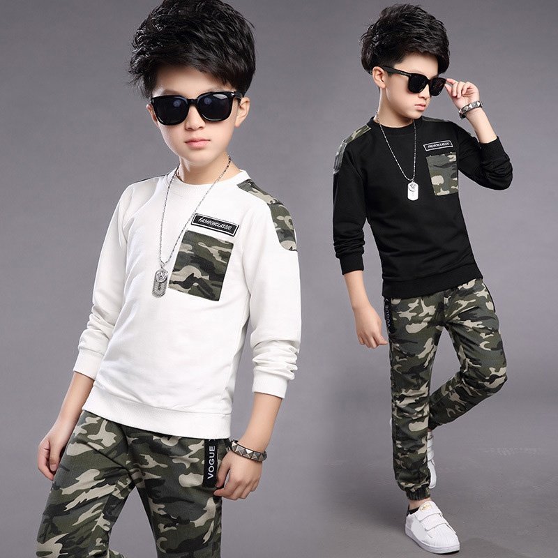 Teen Children Clothes 3-11year Boys Costume Tracksuit Camouflage Tops Pants 2PCS Children Spring Outfits Set