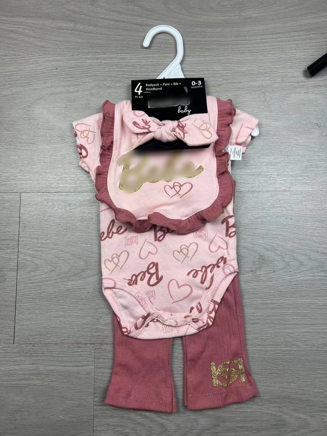 Factory Wholesale Newborn Romper Pants Headband And Bib 4-Piece Sets Children Beautiful Long Sleeve Sets Baby Cotton Soft Sets