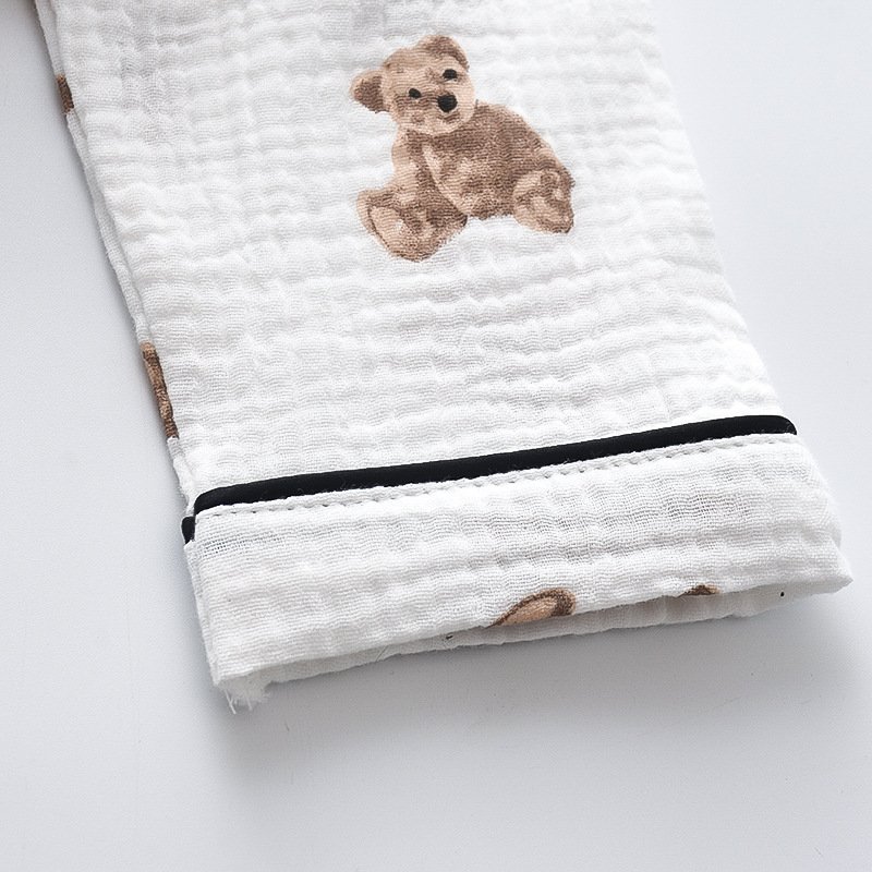 Spring New Children's Fashionable Casual Long sleeved Cotton Bear Pajamas Two Piece Set