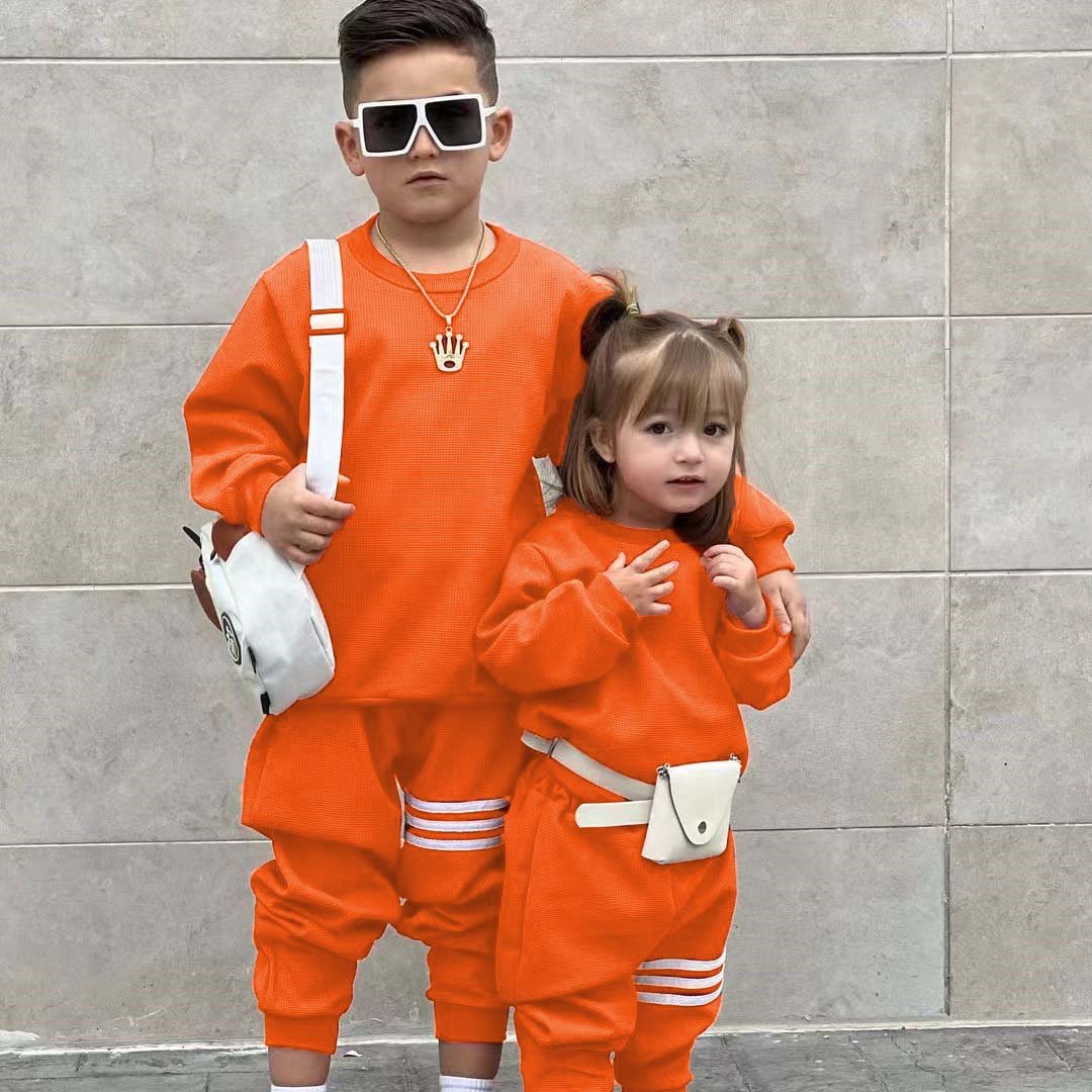Custom Trendy Striped Long Sleeve Sports Striped Baseball Uniform 2-8T Autumn Cotton Casual Boys And Girls Clothing Sets 2023