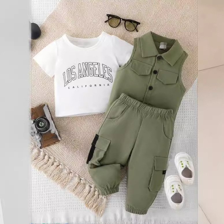 Summer new ins cross-border e-commerce foreign trade hot sports boy clothing street three-piece suit