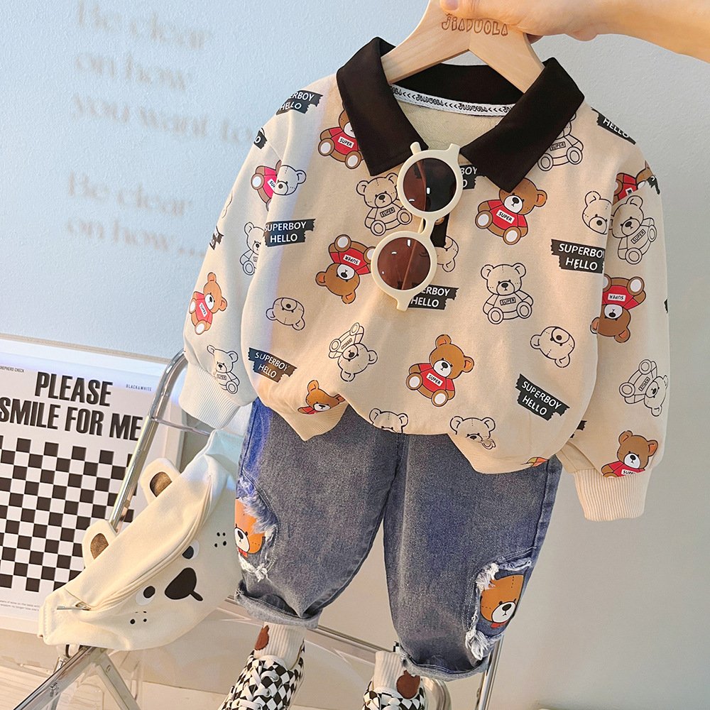 2023 New style baby clothes hot sale boys casual o-neck hoodie suit two-piece suit wholesale good price