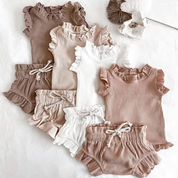 Newborn baby clothing sets custom logo girl onesie organic cotton solid color fall clothes for baby boy rompers kids clothing