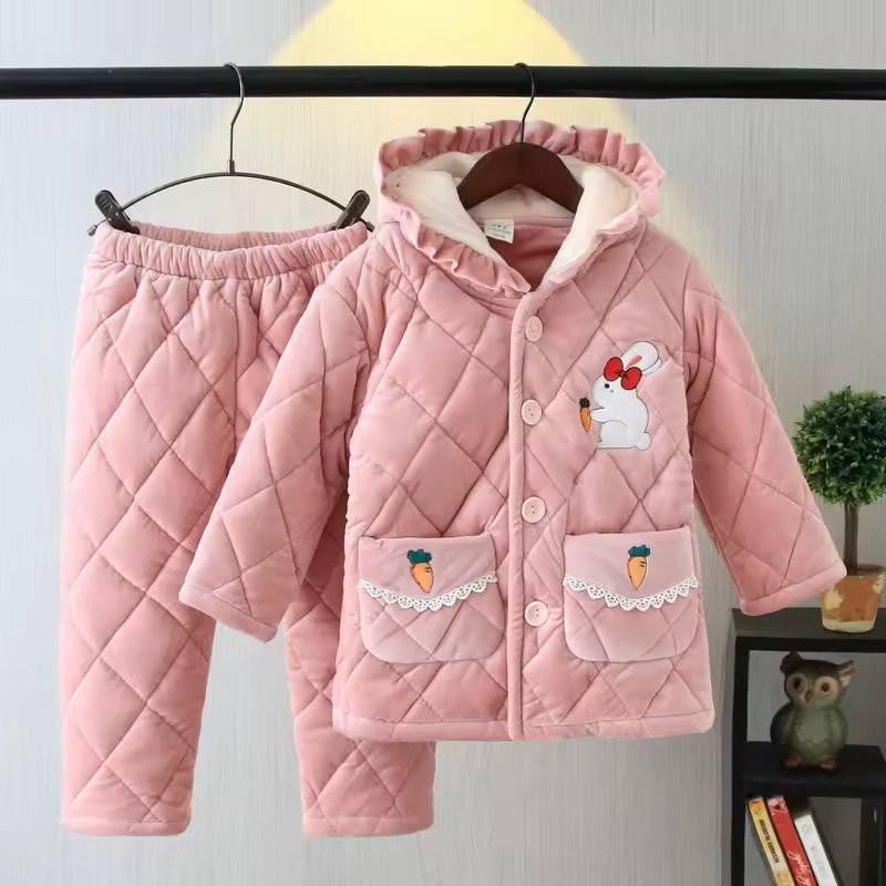 children's pajamas cartoon for boys and girls Korean family clothing Coral velvet pajamas