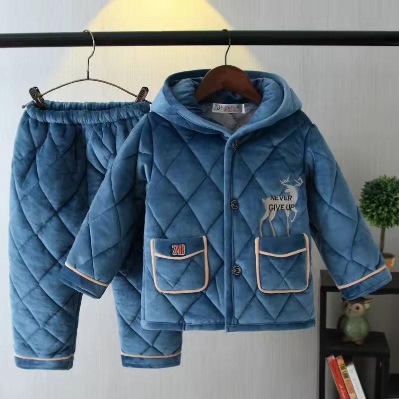 children's pajamas cartoon for boys and girls Korean family clothing Coral velvet pajamas
