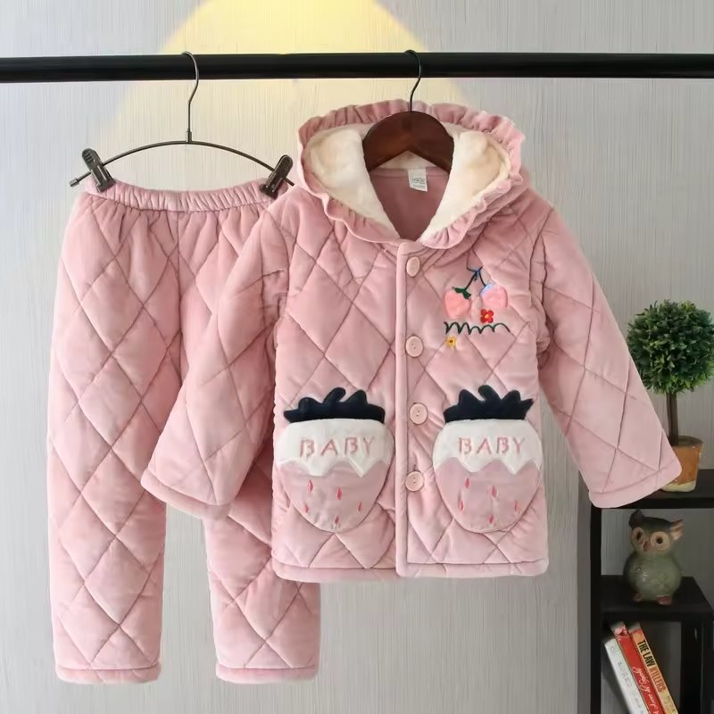 children's pajamas cartoon for boys and girls Korean family clothing Coral velvet pajamas