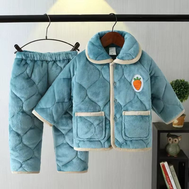 children's pajamas cartoon for boys and girls Korean family clothing Coral velvet pajamas