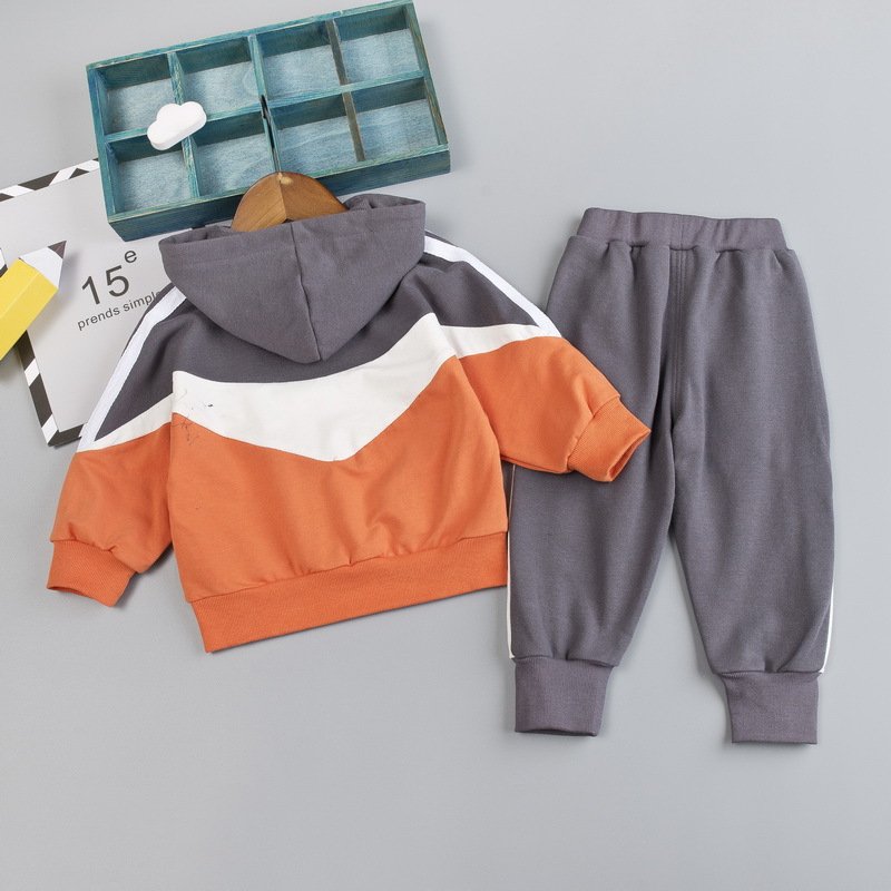 Wholesale Kids Patchwork Sweatsuit Long Sleeve Jumper Jogging Sets Children Outfits Boy Zipper Hoodies Tracksuits Sets for Baby