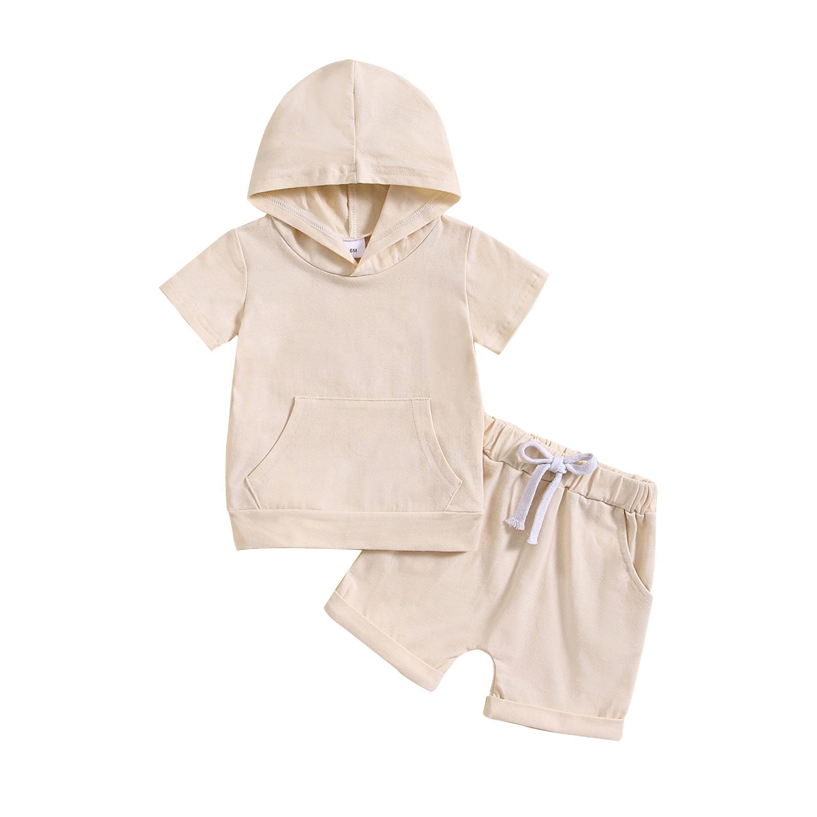 Children's clothing short sleeve hooded top with shorts two sets solid color clothes baby boy summer sportswear kids clothes