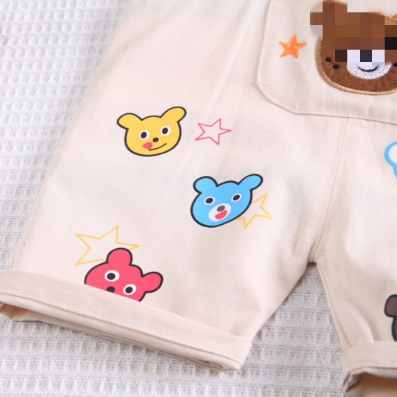 Casual Short Sleeve Rainbow T-Shirt Cartoon Striped Newborn Boy Clothes 2pcs Set Wholesale Bear Suspender Pants Hot Style
