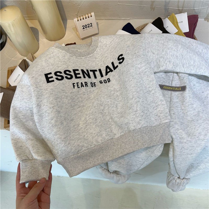 Custom printed Quality boys clothing sets winter kids Solid color fall hoodie set boys 2 pieces clothing set
