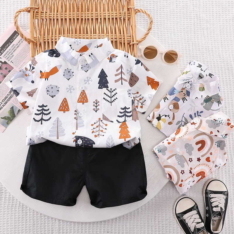 Kids Wear Wholesale Children Clothes Animal Print Baby Tracksuit Shorts Set Kid Sweat Suit Toddler Boys Clothing Sets