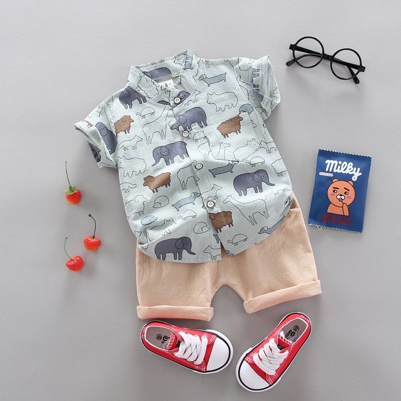 Newborn Baby Boys Girls Summer Outfits Infant Cotton T-Shirt + Shorts Two Piece Clothes Set