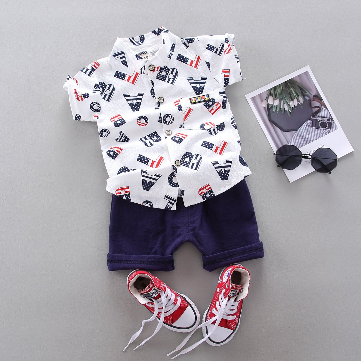 Newborn Baby Boys Girls Summer Outfits Infant Cotton T-Shirt + Shorts Two Piece Clothes Set