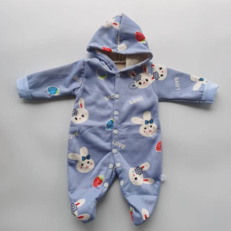 Newborn Bear Warmer Snowsuit Cotton Fleece Hooded Romper Jumpsuit for Baby Girls Boys