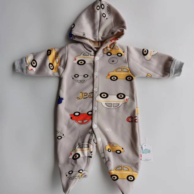 Newborn Bear Warmer Snowsuit Cotton Fleece Hooded Romper Jumpsuit for Baby Girls Boys