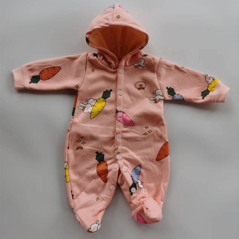 Newborn Bear Warmer Snowsuit Cotton Fleece Hooded Romper Jumpsuit for Baby Girls Boys