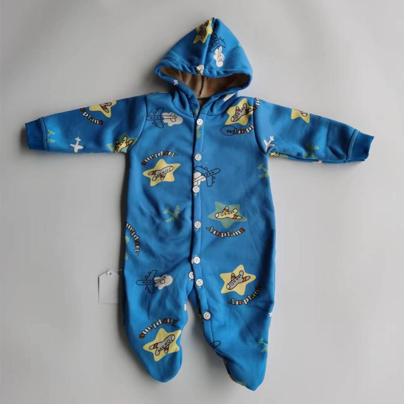 Newborn Bear Warmer Snowsuit Cotton Fleece Hooded Romper Jumpsuit for Baby Girls Boys