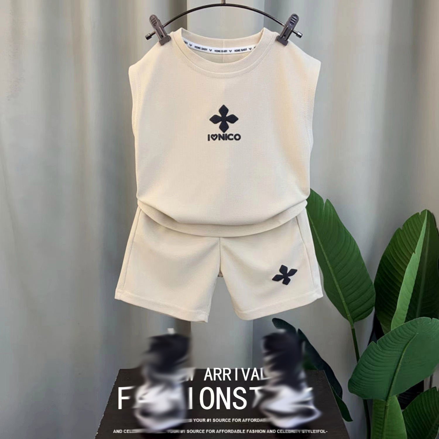 Conyson Wholesale Summer Baby Clothes Fashion Sleeveless Children Cartoon Printed Outfit Kids Clothing Boys' Two Piece Short Set