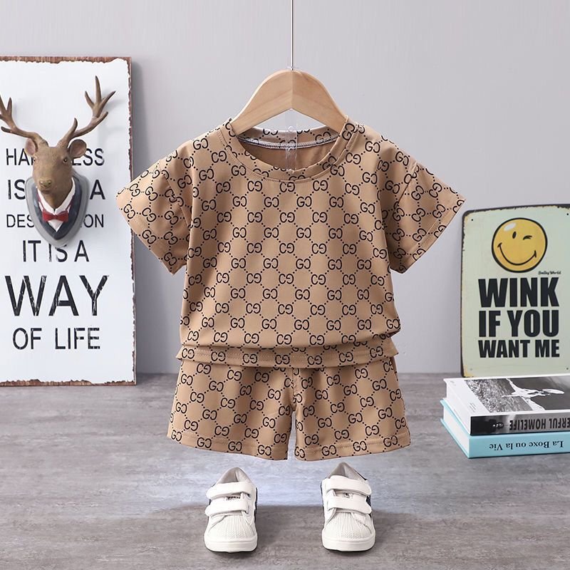 Baby Boy Clothing Set 2 5 7 9 11 12years short-sleeved T-shirt kids Polo clothes Children's leisure suit Cute cartoon clothing