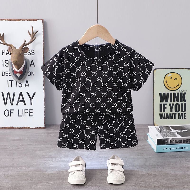Baby Boy Clothing Set 2 5 7 9 11 12years short-sleeved T-shirt kids Polo clothes Children's leisure suit Cute cartoon clothing