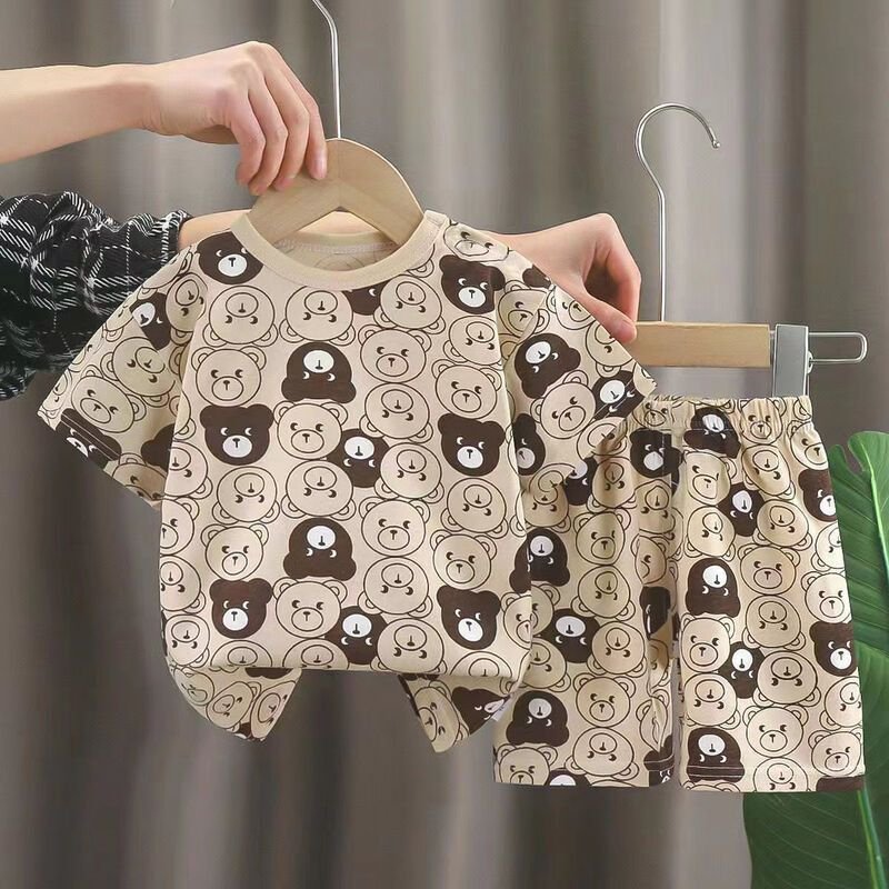 Baby Boy Clothing Set 2 5 7 9 11 12years short-sleeved T-shirt kids Polo clothes Children's leisure suit Cute cartoon clothing
