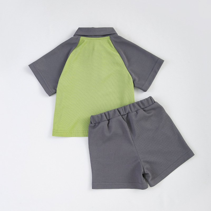 2023 Summer New Style Little Kids Clothing Suit College Style Polo Collar T-shirts Loose Shorts Boys Clothing Sets