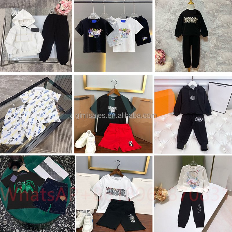 Famous Brand Kids Clothes 1/4 Zip Pullover Boys Pants Custom Zip Up Hoodie Two Piece Pants Set Girl Luxury Kids Tracksuits Sets