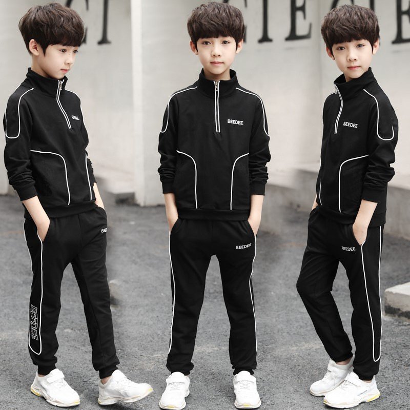 Boys Spring Clothing Set 2024 New Spring and Autumn Season Sweater Two Piece Set for Children's Clothing 5-14 Years Old