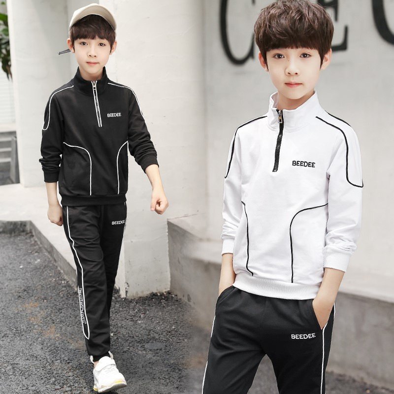 Boys Spring Clothing Set 2024 New Spring and Autumn Season Sweater Two Piece Set for Children's Clothing 5-14 Years Old