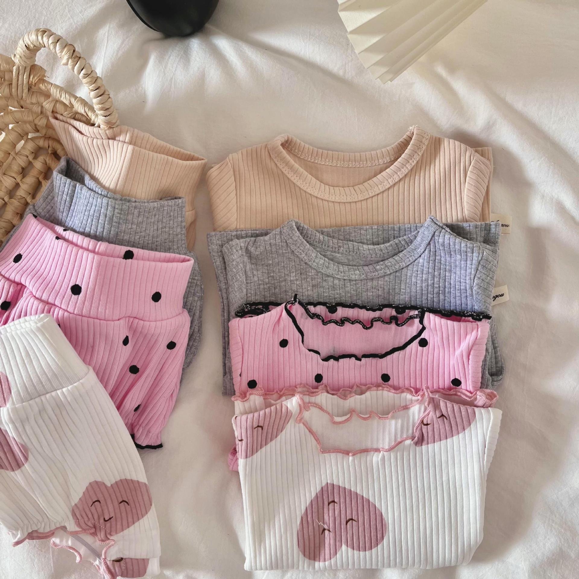 Summer Newborn Boys Girls Korean Set Baby Casual Short-sleeved Top Shorts Two-piece Clothing Set