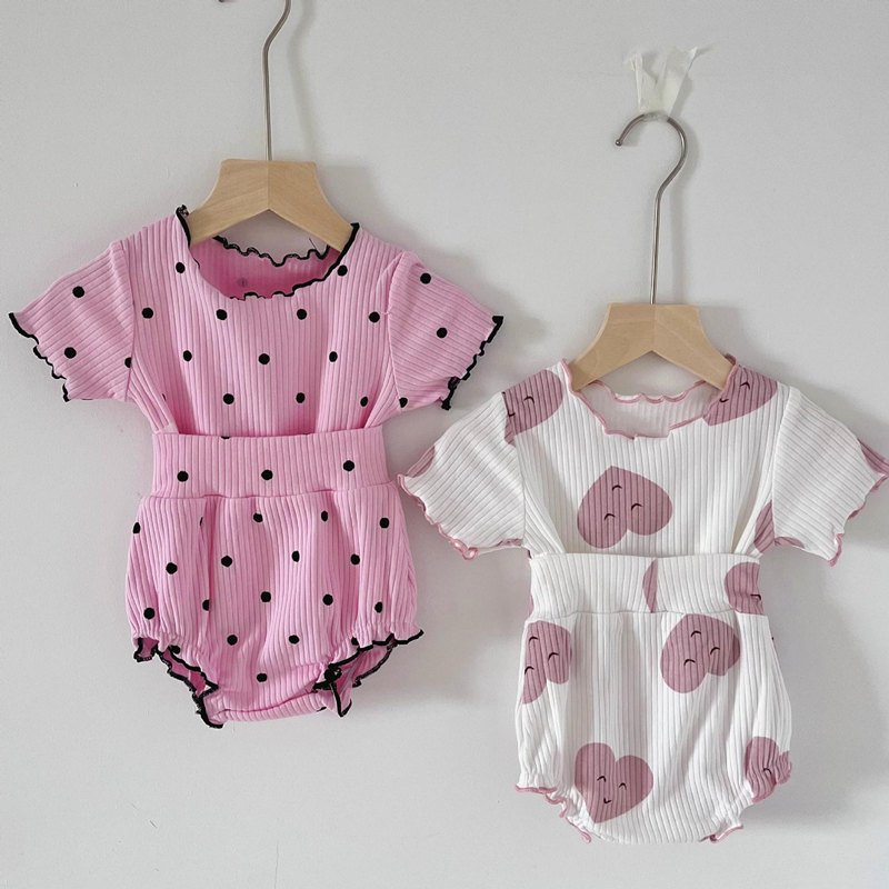 Summer Newborn Boys Girls Korean Set Baby Casual Short-sleeved Top Shorts Two-piece Clothing Set