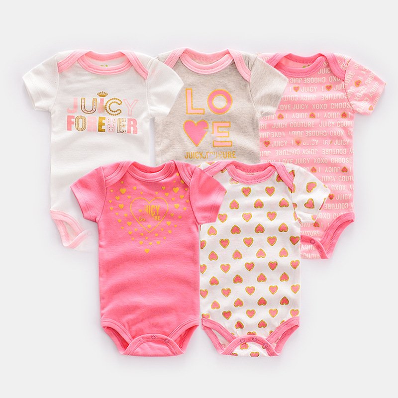 new baby bodysuit 5pcs set infant clothes baby girl and boy romper 100% cotton baby jumpsuit for summer