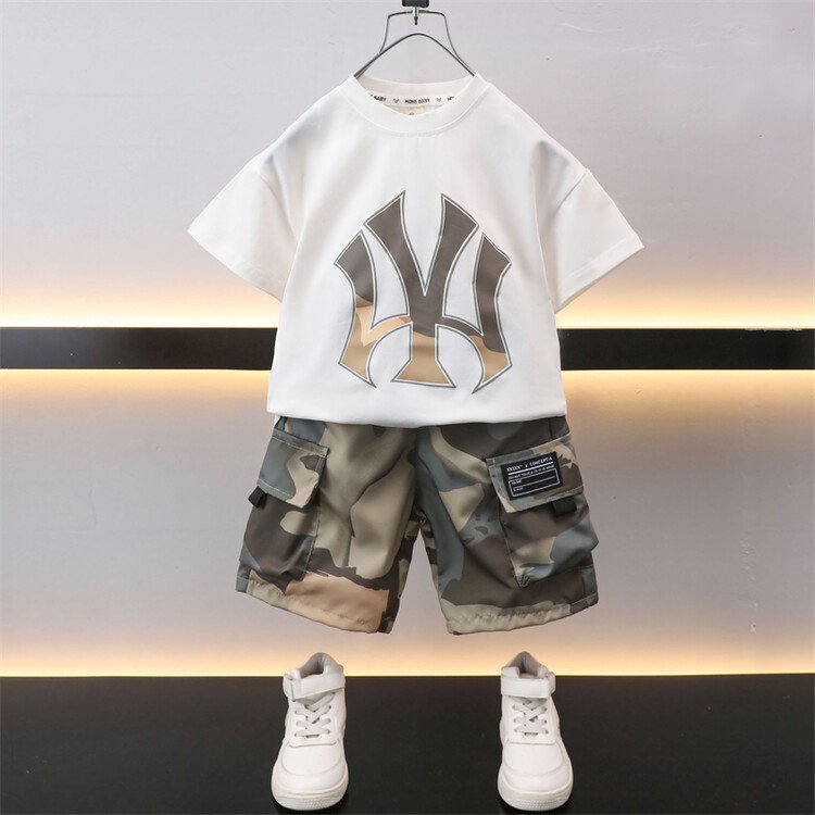2024 RTS Children's Clothing Set Summer New Boys' Baby Short Sleeve T-shirt Shorts Two Piece Children's Leisure Sports Set