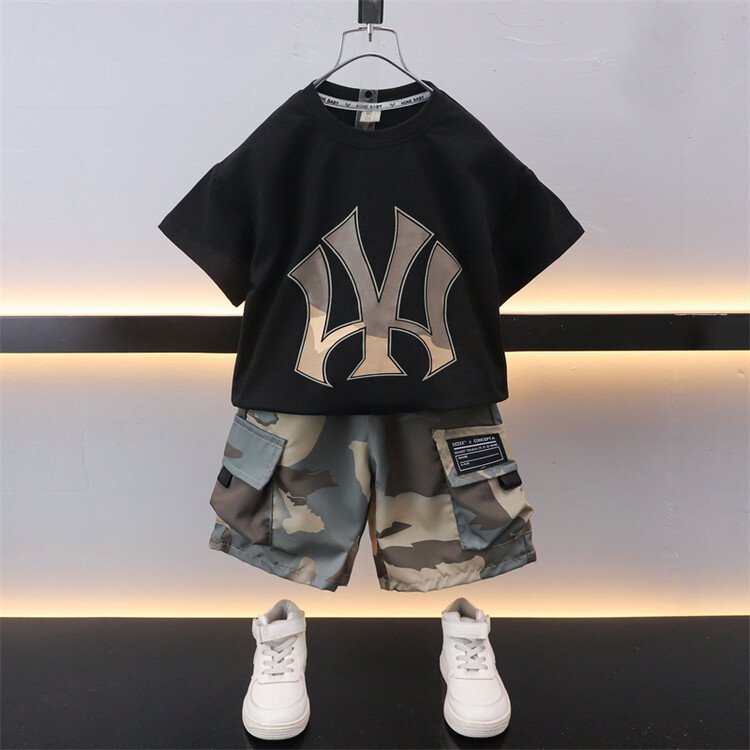 2024 RTS Children's Clothing Set Summer New Boys' Baby Short Sleeve T-shirt Shorts Two Piece Children's Leisure Sports Set