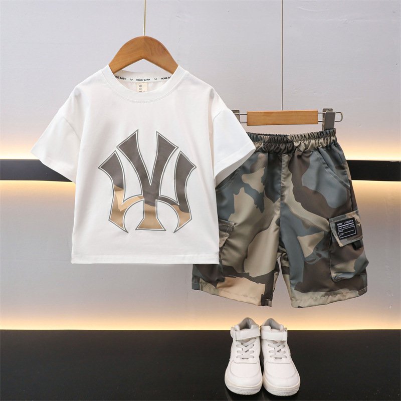 2024 RTS Children's Clothing Set Summer New Boys' Baby Short Sleeve T-shirt Shorts Two Piece Children's Leisure Sports Set