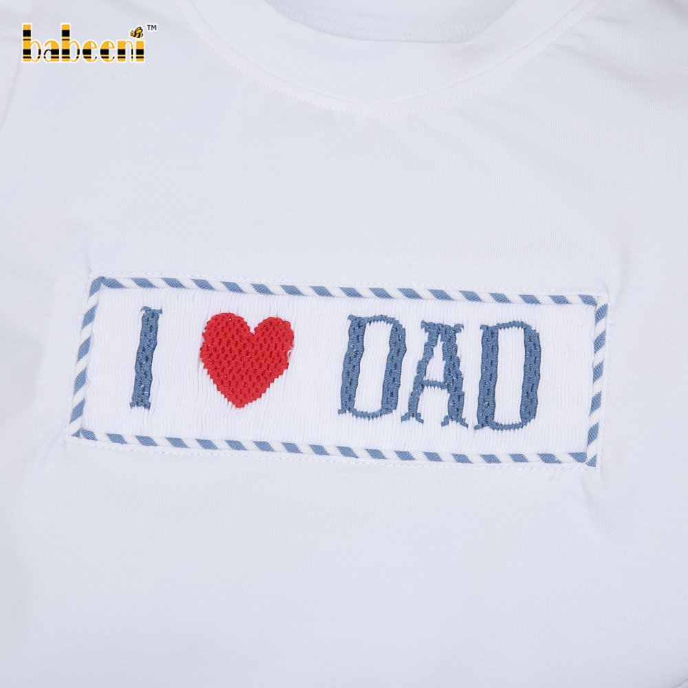 I love Dad hand smocked boy set clothing ODM OEM wholesale smocked children clothing set boys clothing sets - BB3022
