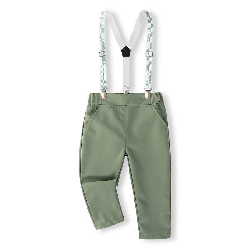 Baby Formal Set Spring 2024 New Plaid Gentleman Wear Jumpsuit Suspender Pants Set Baby Clothing Summer Wear