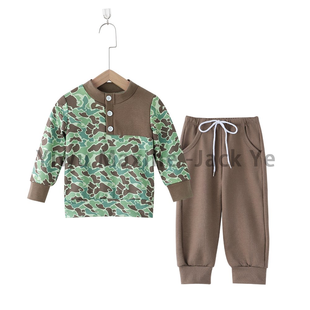 New Arrival Hunting Boy Jogger Set Custom Camo Boy Clothing Sets Long Sleeve Kids Clothing Boy