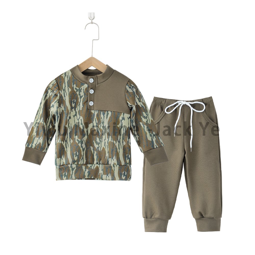 New Arrival Hunting Boy Jogger Set Custom Camo Boy Clothing Sets Long Sleeve Kids Clothing Boy
