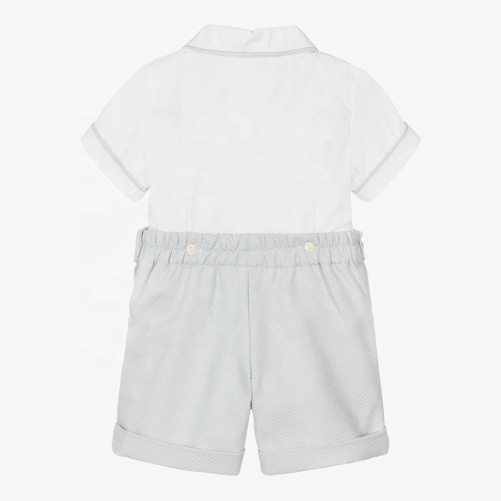 Baby Clothes Manufacture Custom Design Summer Soft Cotton Infant Boys' Short Sleeve Shirt Shorts Set