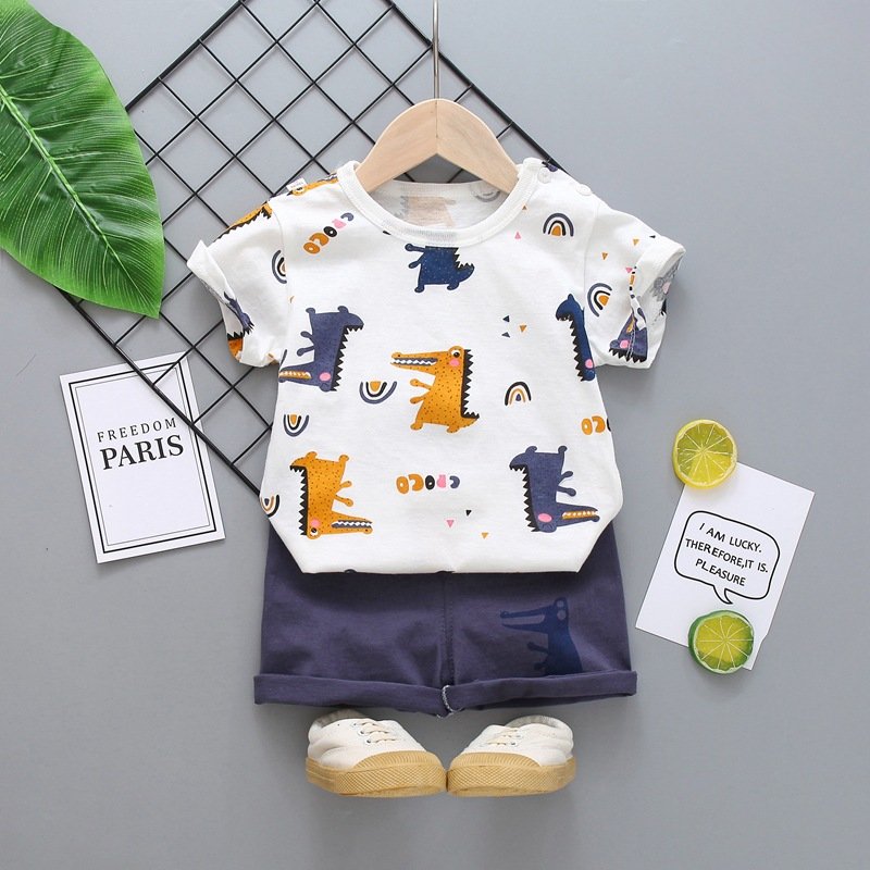 Children's Short-Sleeved Suit Summer Cotton Boys T-shirt Customized Fashion Boys Clothing Sets