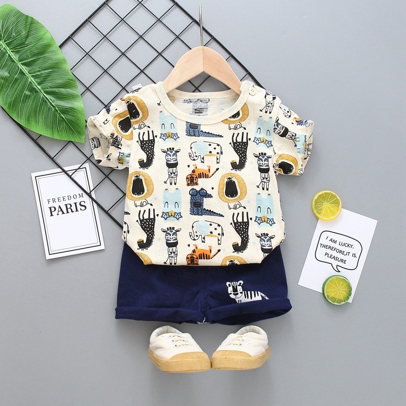 Children's Short-Sleeved Suit Summer Cotton Boys T-shirt Customized Fashion Boys Clothing Sets