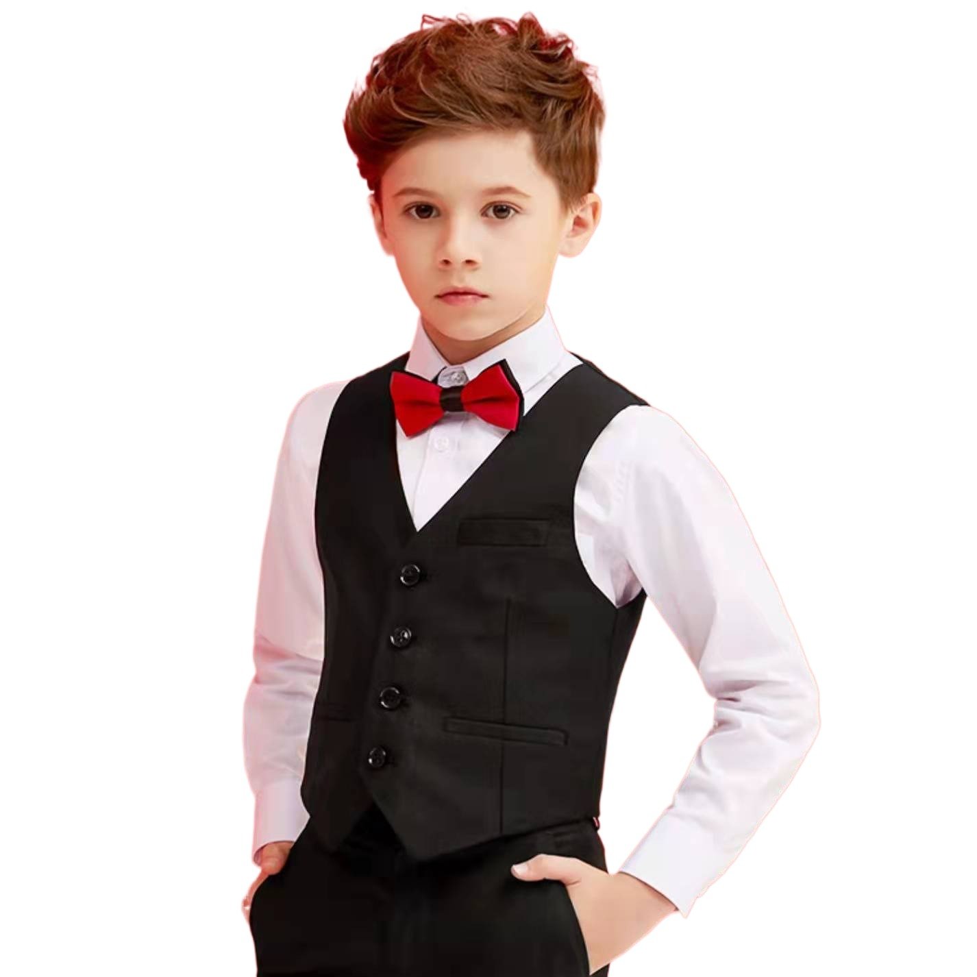 2023 New Children Clothing Blazer Casual Boy's Suit 3 pieces Sets vest and pant performance stage Blue Plaid Suit and Pants Set