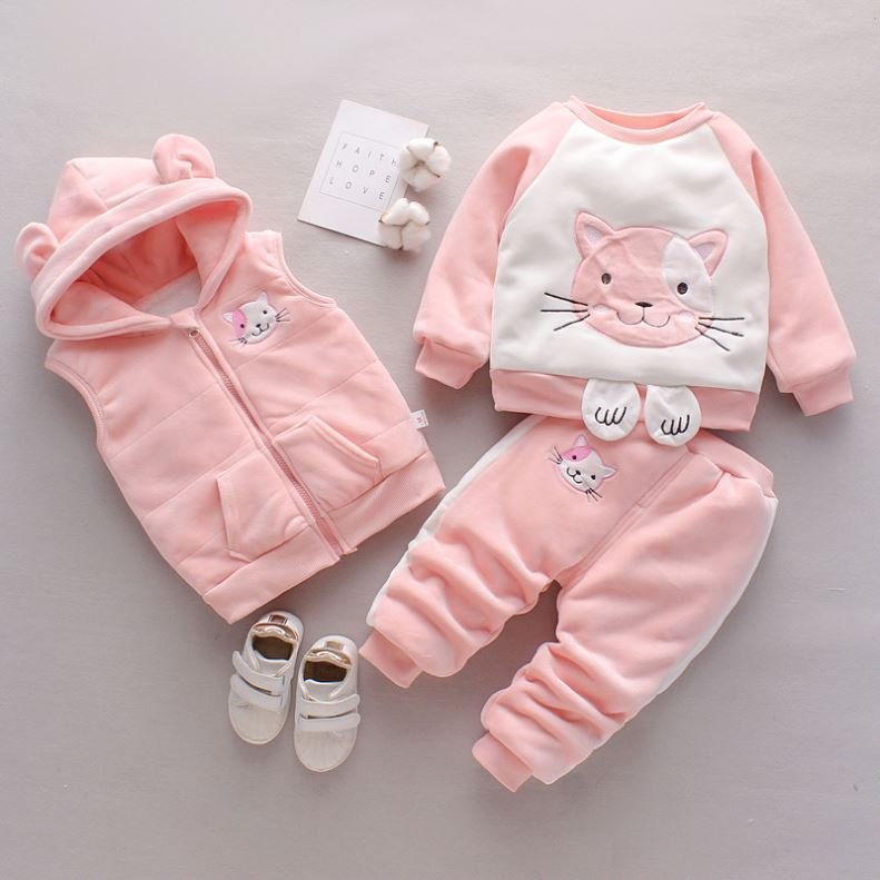 In stock boys and girls Clothing 2023 toddler boys clothing sets Three Piece Set Female Children's Spring Clothing